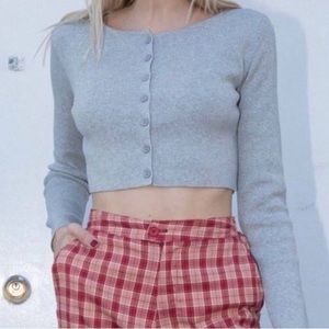 Brandy Melville crop athelia grey knit sweater cardigan
